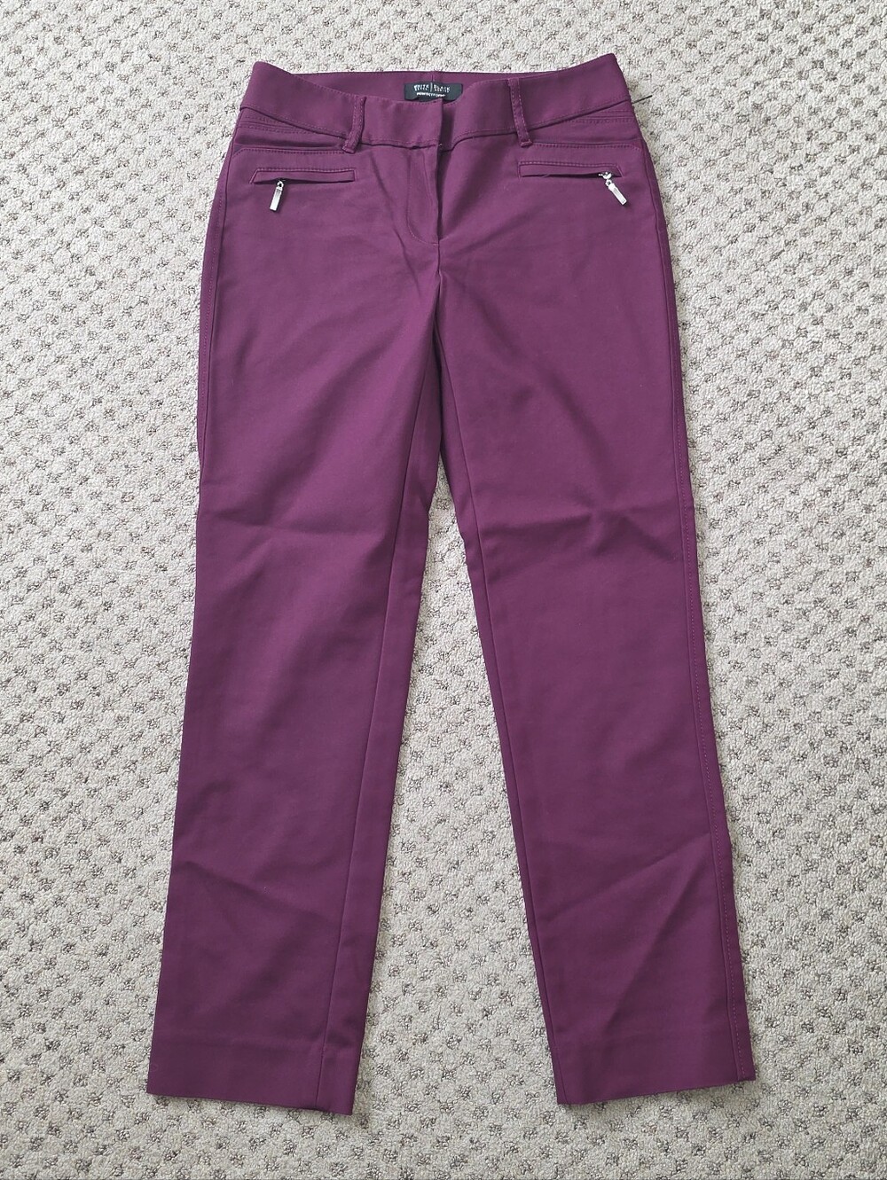 White House Black Market Maroon Straight-Leg Ankle Pants